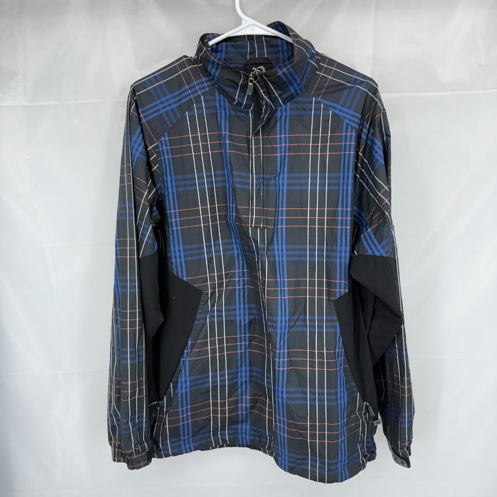 Zero Restriction Men M Windbreaker Jacket 1/2 Zip Lightweight Plaid Black Golf